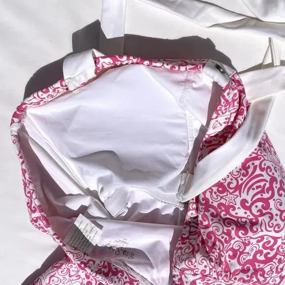 Lilly Pulitzer One Piece Halter Swimsuit Womens 14 Pink White Sea Animal Print - Picture 7 of 9